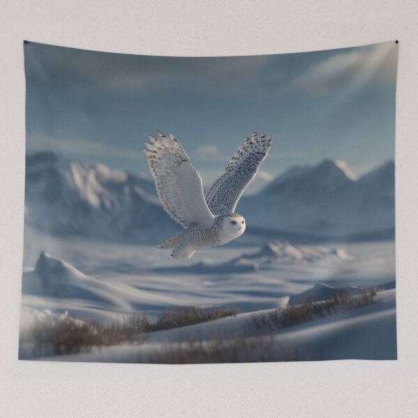 Item preview, A Snowy Owl flying low over an Arctic plain, Birds in Motion designed and sold by CDC40.