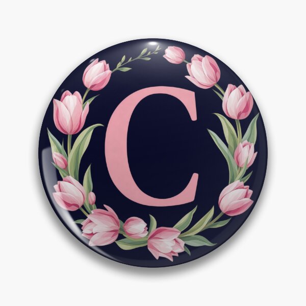 Item preview, Letter C Floral Monogram with Pink Tulips designed and sold by roxysnextgenart.