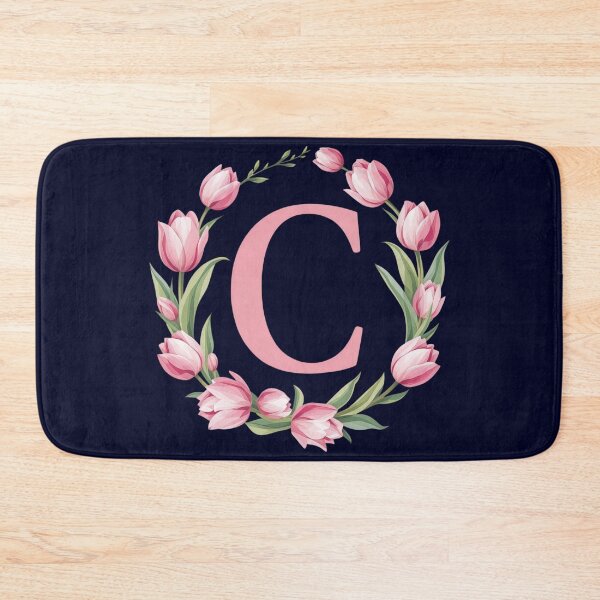 Item preview, Letter C Floral Monogram with Pink Tulips designed and sold by roxysnextgenart.