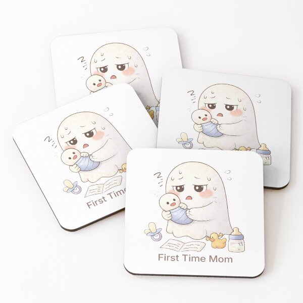 Item preview, First Time Mom Ghost | Cute Kawaii Aesthetic | New Mom Life Design designed and sold by The Mood Index.