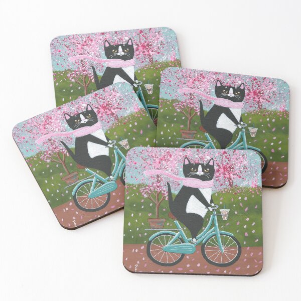 Item preview, Spring Tuxedo Cat Bicycle Ride designed and sold by KilkennyCat Art.