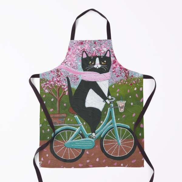 Item preview, Spring Tuxedo Cat Bicycle Ride designed and sold by KilkennyCat Art.