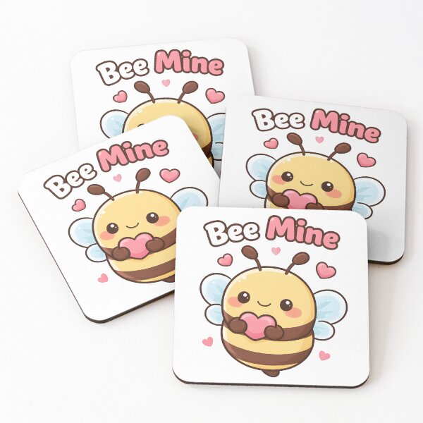 Item preview, "Bee Mine" Cute Valentines Day Kawaii Love Bee Design. designed and sold by The-T-In-Retro.