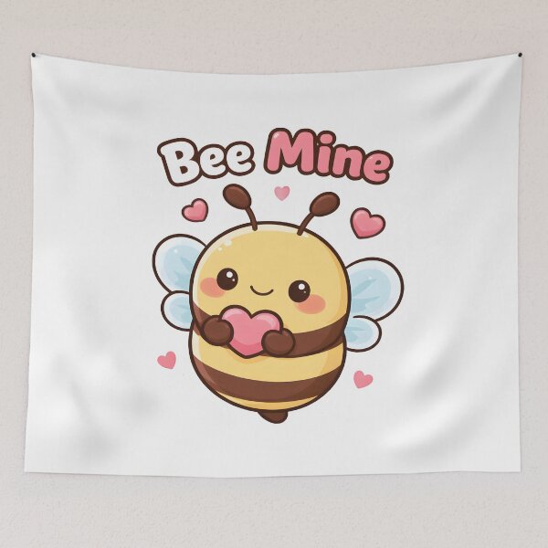Item preview, "Bee Mine" Cute Valentines Day Kawaii Love Bee Design. designed and sold by The-T-In-Retro.