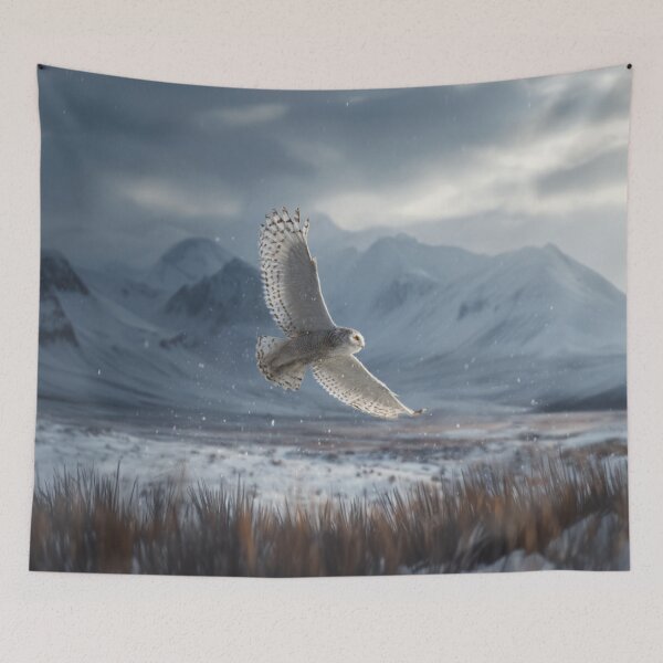 Item preview, A Snowy Owl flying low over an Arctic plain, Birds in Motion designed and sold by CDC40.