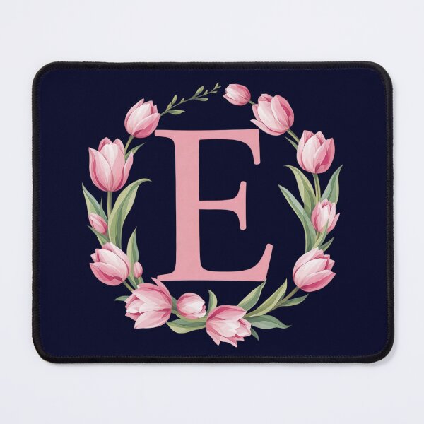 Item preview, Letter E Floral Monogram with Pink Tulips designed and sold by roxysnextgenart.