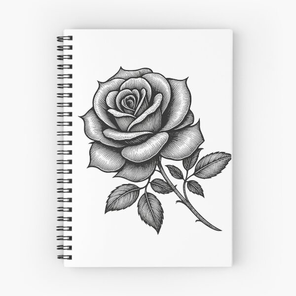 Item preview, Black Rose Line Art Floral Tattoo Style Elegant Flower Design designed and sold by CozyBlobStudio.