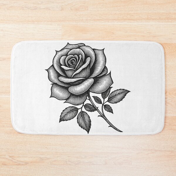 Item preview, Black Rose Line Art Floral Tattoo Style Elegant Flower Design designed and sold by CozyBlobStudio.