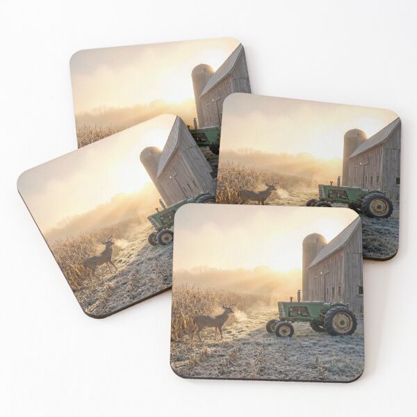 Item preview, Deer In Mist with Old Green Farm Tractor designed and sold by Maria Dryfhout.