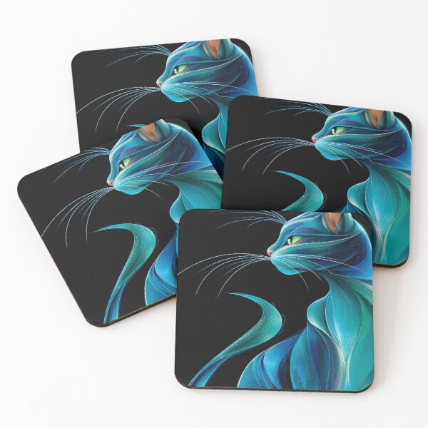 Item preview, Elegant Abstract Blue Cat with Flowing Lines Design designed and sold by Artessie.