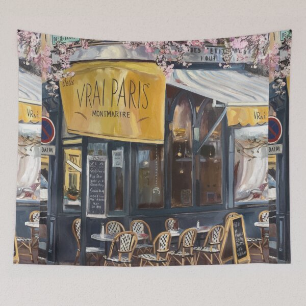 Item preview, Paris Café Corner | Spring Blossoms Street Scene designed and sold by CARRAANN.