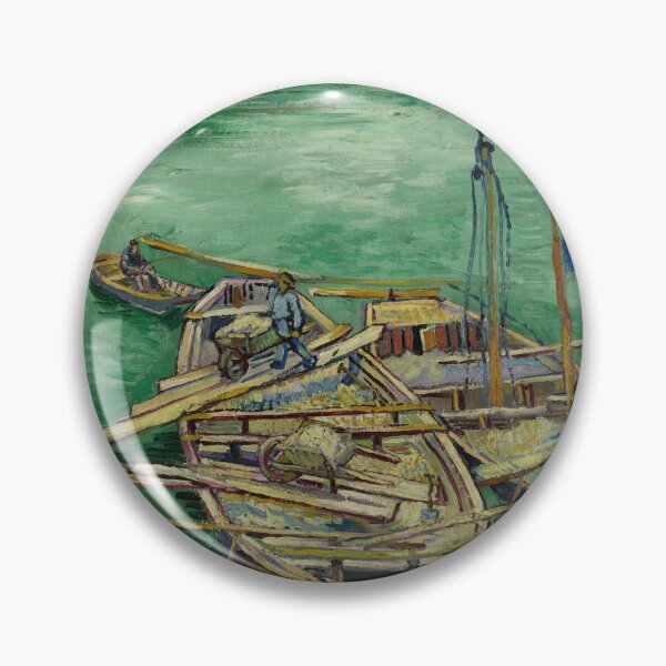 Item preview, Quay With Men Unloading Sand Barges by Vincent van Gogh: Post Impressionist Harbor designed and sold by artofuniverse.