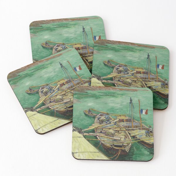 Item preview, Quay With Men Unloading Sand Barges by Vincent van Gogh: Post Impressionist Harbor designed and sold by artofuniverse.