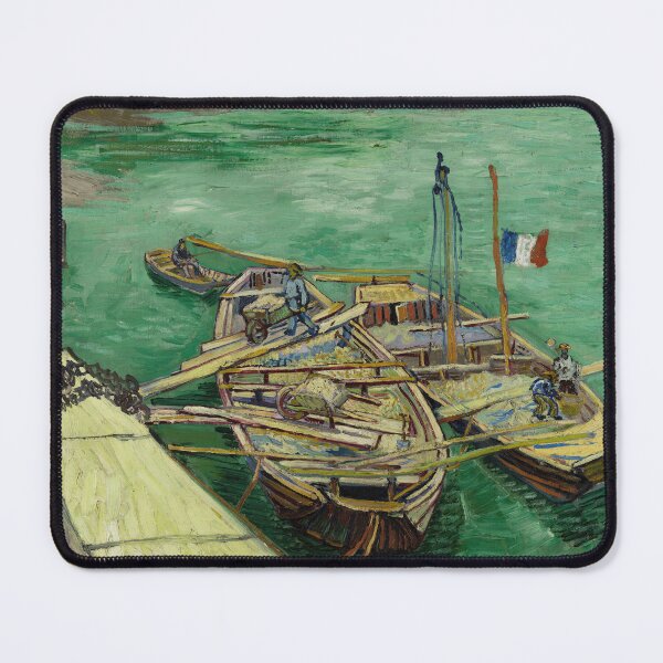 Item preview, Quay With Men Unloading Sand Barges by Vincent van Gogh: Post Impressionist Harbor designed and sold by artofuniverse.