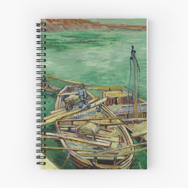 Item preview, Quay With Men Unloading Sand Barges by Vincent van Gogh: Post Impressionist Harbor designed and sold by artofuniverse.