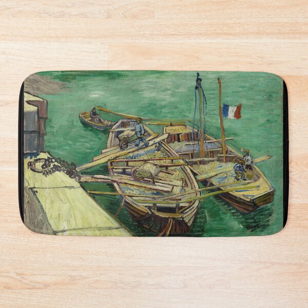 Item preview, Quay With Men Unloading Sand Barges by Vincent van Gogh: Post Impressionist Harbor designed and sold by artofuniverse.