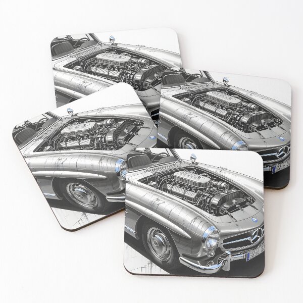 Item preview, 300SL Gullwing Mechanical Soul Vintage Automotive Sketch designed and sold by rgagliardi2017.