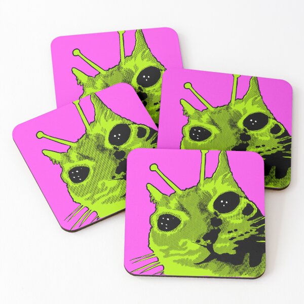 Item preview, Green Alien Cat designed and sold by PickledjoArt.
