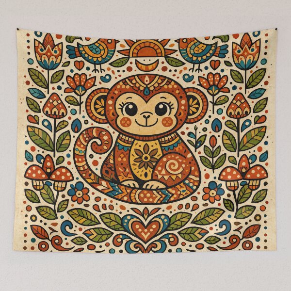 Item preview, Folk Art Monkey Harmony designed and sold by ForeverPrintsOK.