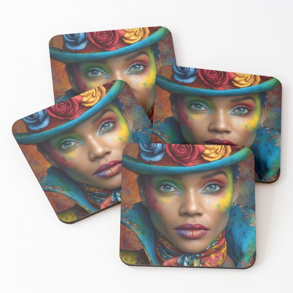 Item preview, Vibrant Portrait with Artistic Hat and Makeup Artistry designed and sold by Artessie.