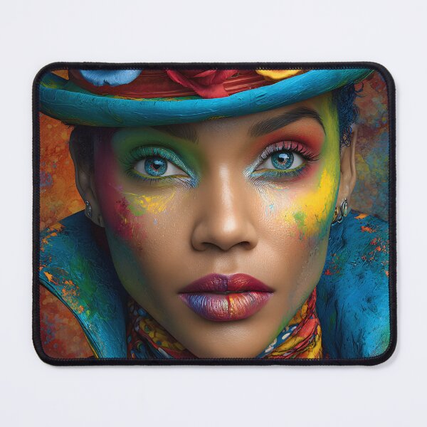 Item preview, Vibrant Portrait with Artistic Hat and Makeup Artistry designed and sold by Artessie.