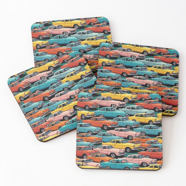 Item preview, Retro Vintage Car Pattern Pop Colour Grid designed and sold by mittie101.