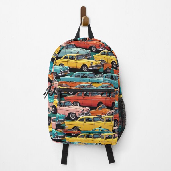 Item preview, Retro Vintage Car Pattern Pop Colour Grid designed and sold by mittie101.