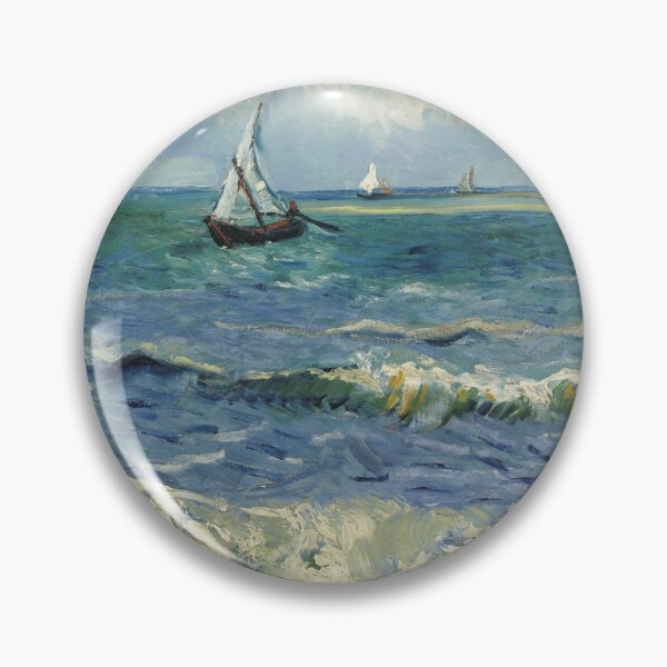 Artikelvorschau, Meereslandschaft in der Nähe von Les Saintes Maries De La Mer von Vincent van Gogh: Küsten-Kunstdruck entworfen und verkauft von artofuniverse.