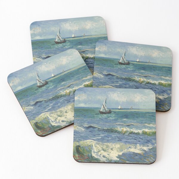 Item preview, Seascape Near Les Saintes Maries De La Mer by Vincent van Gogh: Coastal Fine Art Print designed and sold by artofuniverse.