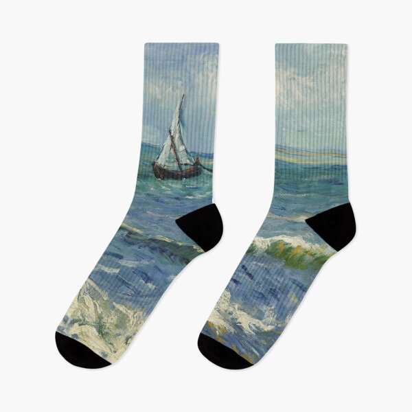 Item preview, Seascape Near Les Saintes Maries De La Mer by Vincent van Gogh: Coastal Fine Art Print designed and sold by artofuniverse.