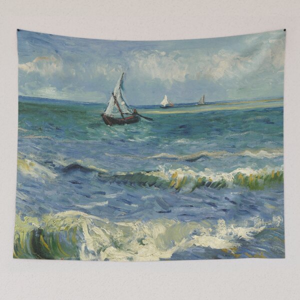 Aperçu de l'œuvre Paysage marin près des Saintes Maries de la Mer par Vincent van Gogh : tirage d'art côtier créée et vendue par artofuniverse.