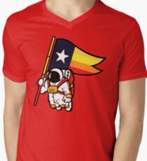 Houston Champ Texas Flag Astronaut Space City V-Neck T-Shirt
