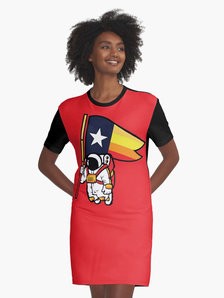 Houston Champ Texas Flag Astronaut Space City T Shirt 100% Cotton