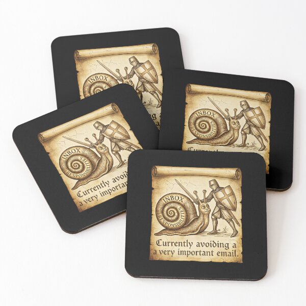 Item preview, Currently Avoiding a Very Important Email - Funny Medieval Knight & Snail Meme designed and sold by SylwiaPrint.