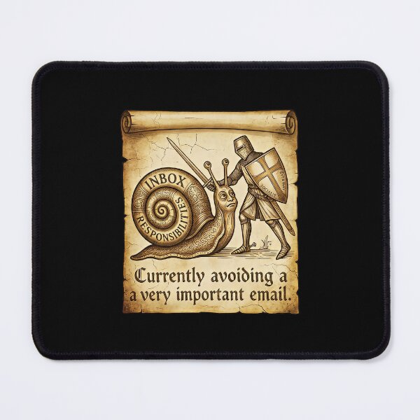 Item preview, Currently Avoiding a Very Important Email - Funny Medieval Knight & Snail Meme designed and sold by SylwiaPrint.