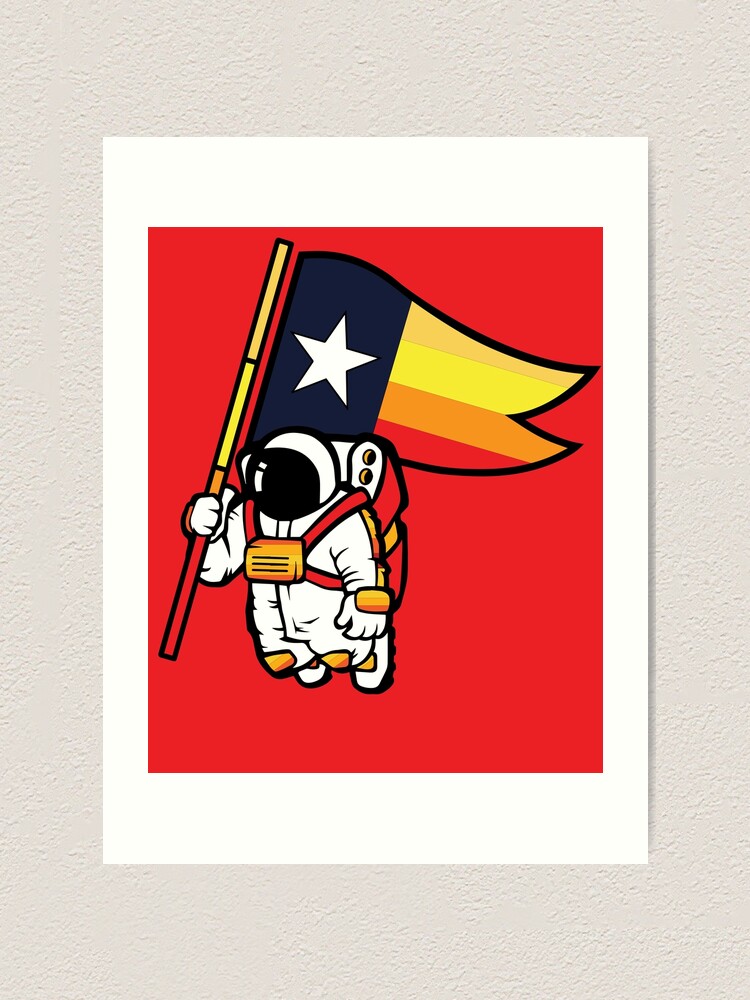 Houston Champ Texas Flag Astronaut Space City | Art Print