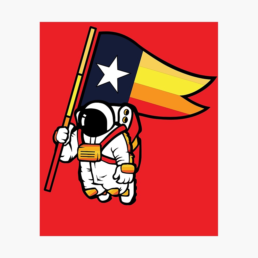 Houston Champ Texas Flag Astronaut Space City Metal Print for Sale by A O