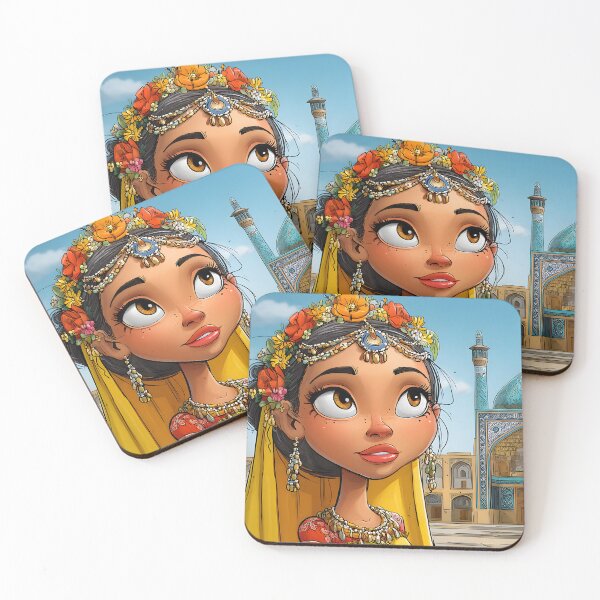 Item preview, Young girl in traditional attire near historic mosque designed and sold by Artessie.