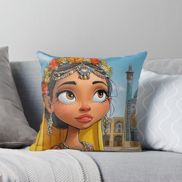 Item preview, Young girl in traditional attire near historic mosque designed and sold by Artessie.