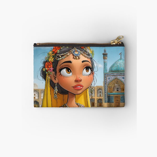 Item preview, Young girl in traditional attire near historic mosque designed and sold by Artessie.