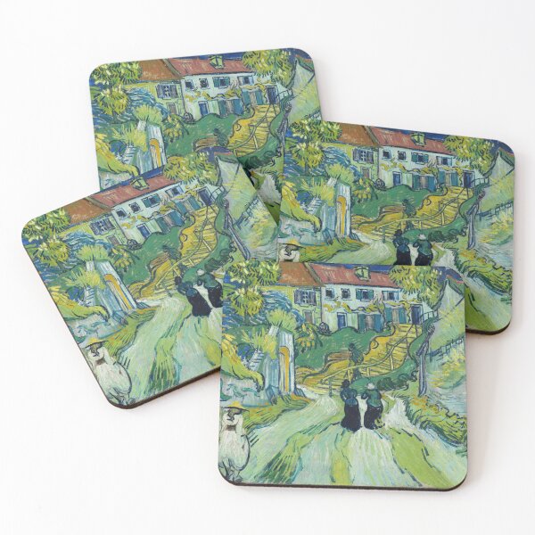 Item preview, Stairway at Auvers by Vincent van Gogh: Expressive Post Impressionist Landscape designed and sold by artofuniverse.