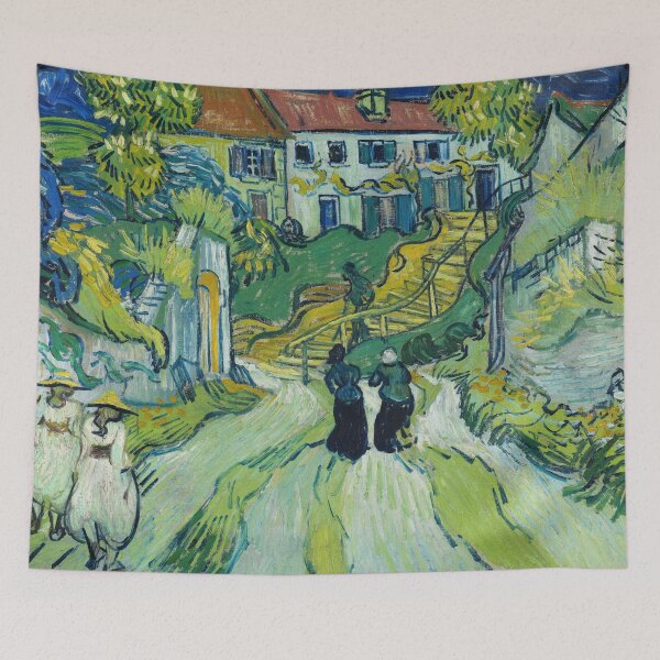 Item preview, Stairway at Auvers by Vincent van Gogh: Expressive Post Impressionist Landscape designed and sold by artofuniverse.
