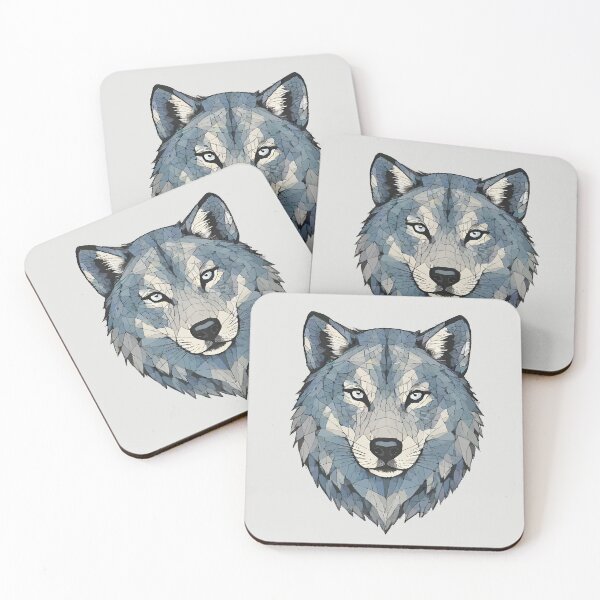 Item preview, Geometric Mosaic Wolf Head – Modern Animal Art designed and sold by Tklezardesigns.