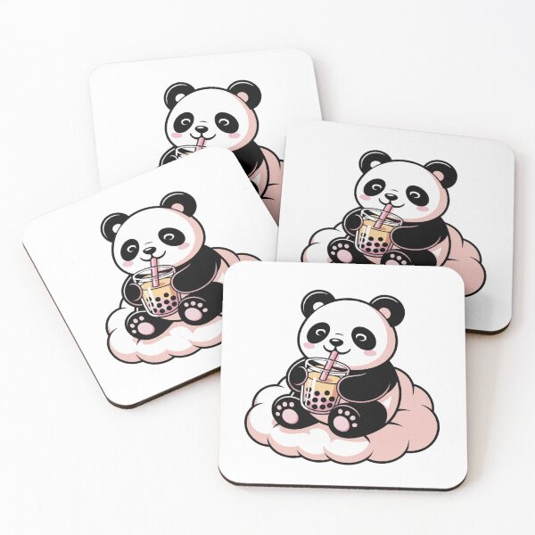 Item preview, Anime-style panda drinking bubble tea designed and sold by MiloszLitwin.