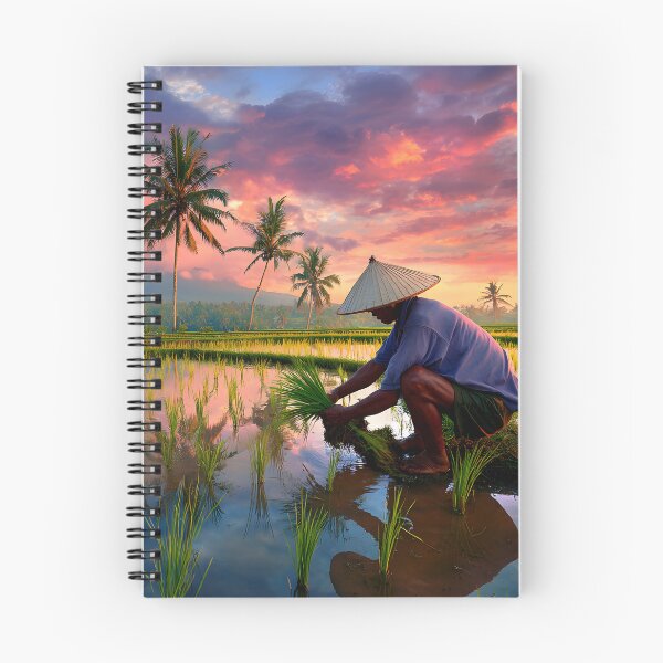 Item preview, Sunset Reflections in a Rice Field with Farmer designed and sold by Artessie.