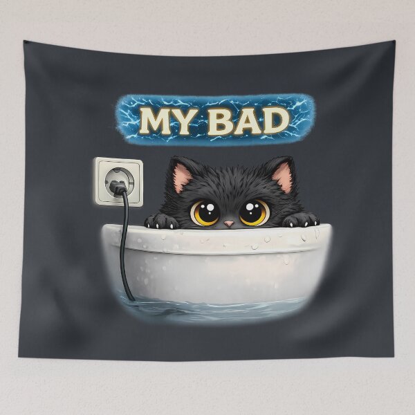 Item preview, My Bad Funny Black Cat Cartoon designed and sold by AuraloomAtelier.