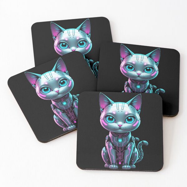 Item preview, Cyberpunk Neon Cat Futuristic Robot Kitty Glow designed and sold by PaulyTechStudio.