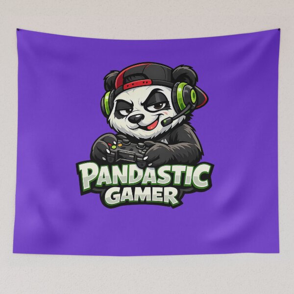 Item preview, Gamer Panda Funny Gaming Cartoon Design, Panda Gamer Character with Neon Vibe designed and sold by AuraloomAtelier.