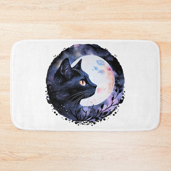 Item preview, Black Cat Full Moon Watercolor Mystical Circle Art designed and sold by THMKagutsuchi.