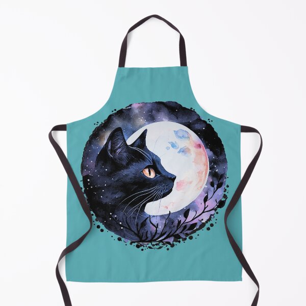 Item preview, Black Cat Full Moon Watercolor Mystical Circle Art designed and sold by THMKagutsuchi.